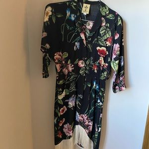 Unique Fringed Floral Shirt Dress